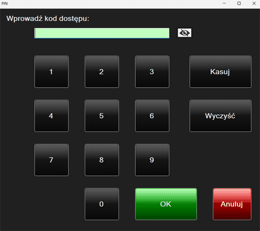 Wprowadzanie kodu PIN