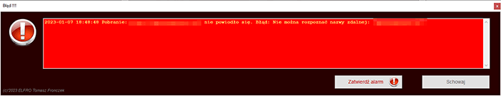 Okno błędu